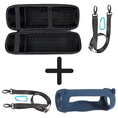 Hard EVA Travel Case and Soft Silicone Cover for JBL Charge 5 Bluetooth Speaker
