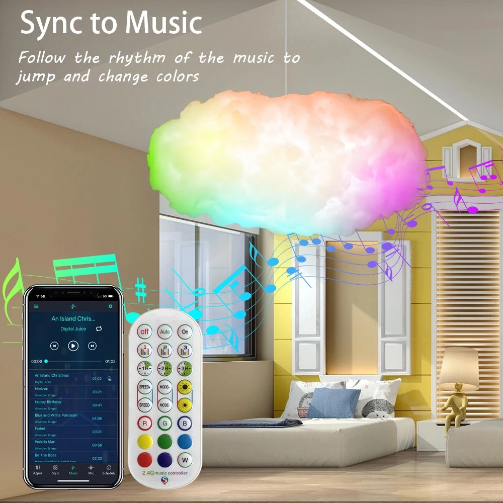 USB Cloud Light with APP Control, Music Synchronization, and 3D RGBIC Ambient Lighting for Bedroom Decor