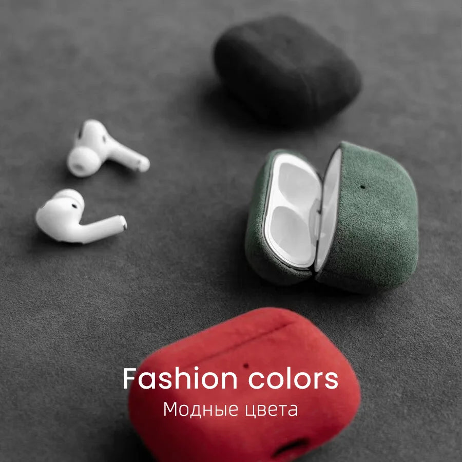 Luxury Alcantara Case for AirPods Pro 2 - Premium Artificial Leather Cover for AirPods 3, 2 & 1 Wireless Bluetooth Headsets