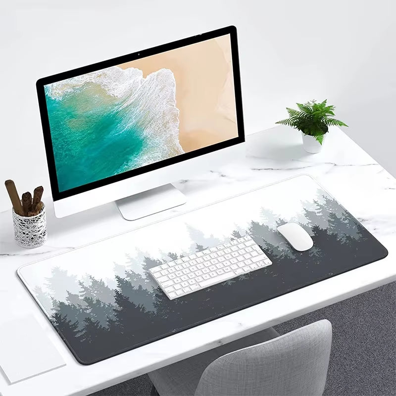 Forest Trees XXL Gaming Mouse Pad - Black Desk Mat for PC and Laptop Use