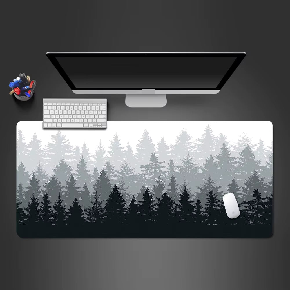 Forest Trees XXL Gaming Mouse Pad - Black Desk Mat for PC and Laptop Use