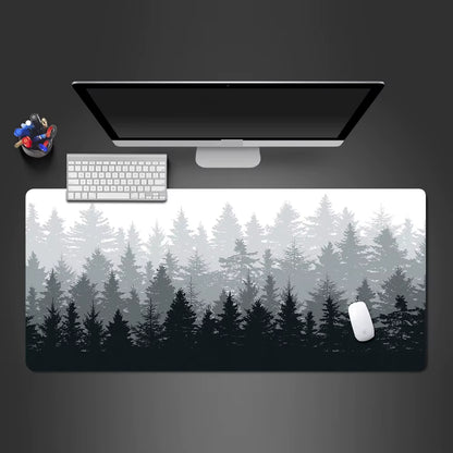 Forest Trees XXL Gaming Mouse Pad - Black Desk Mat for PC and Laptop Use