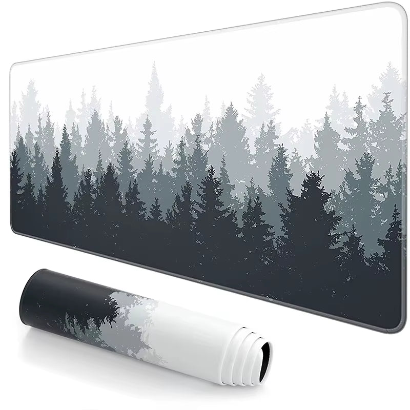 Forest Trees XXL Gaming Mouse Pad - Black Desk Mat for PC and Laptop Use