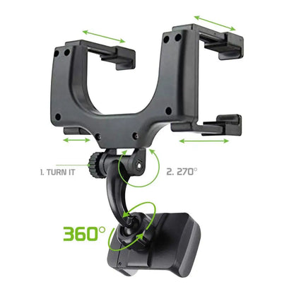 360° Adjustable Car Mirror Smartphone Holder for iPhone 13 and GPS Devices