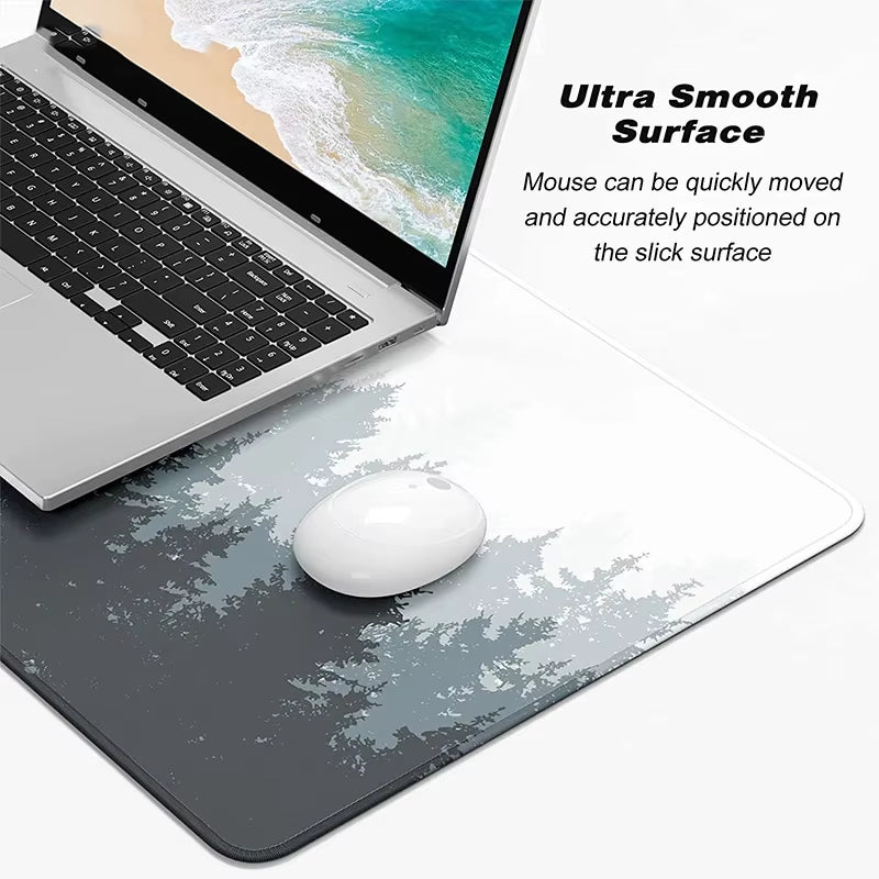 Forest Trees XXL Gaming Mouse Pad - Black Desk Mat for PC and Laptop Use