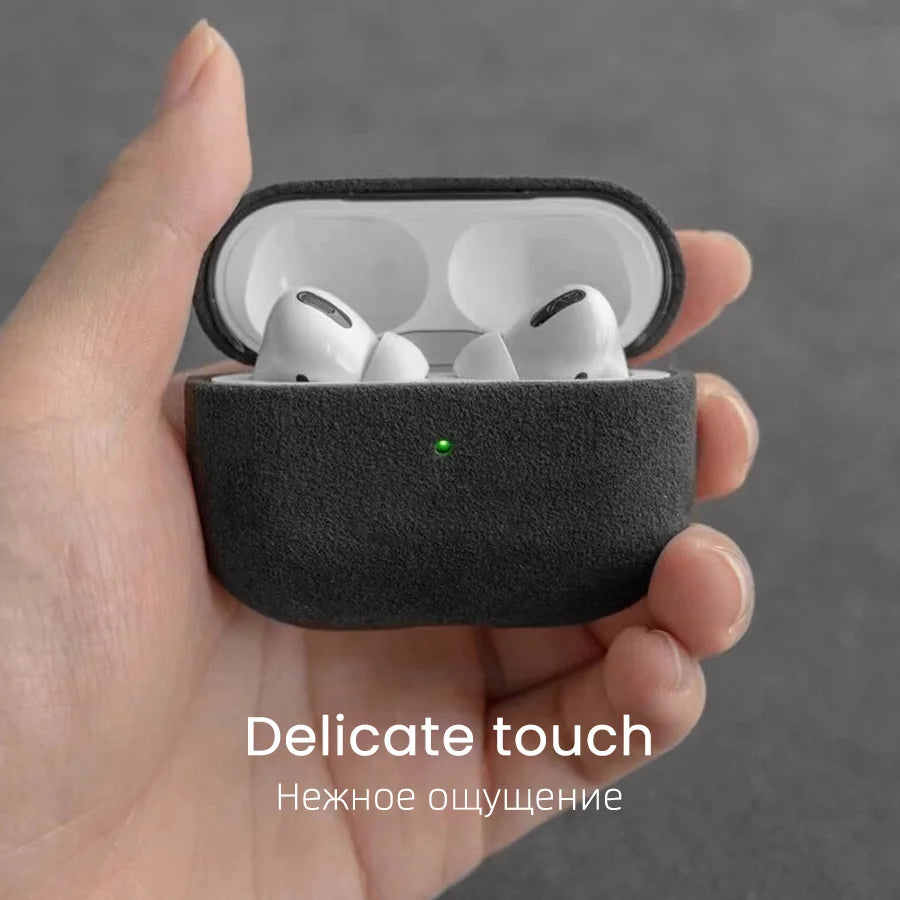 Luxury Alcantara Case for AirPods Pro 2 - Premium Artificial Leather Cover for AirPods 3, 2 & 1 Wireless Bluetooth Headsets