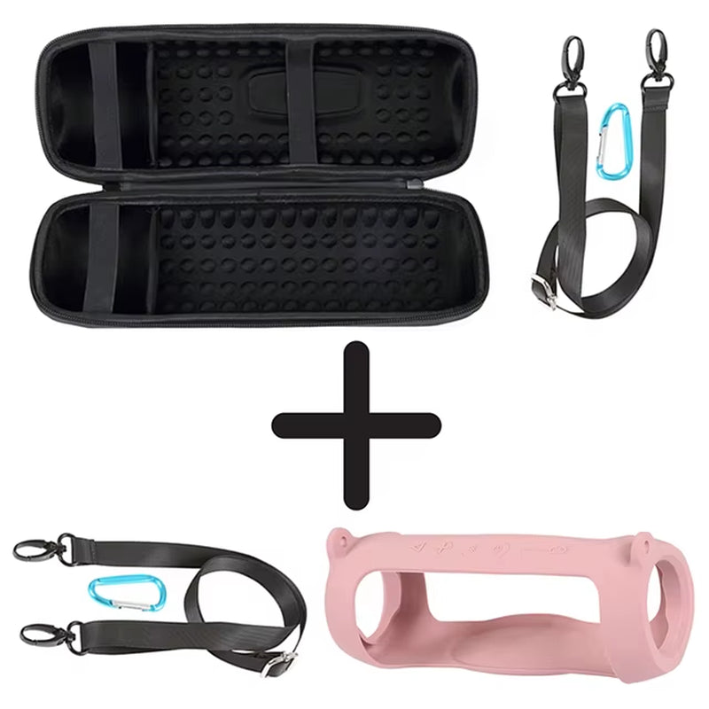 Hard EVA Travel Case and Soft Silicone Cover for JBL Charge 5 Bluetooth Speaker