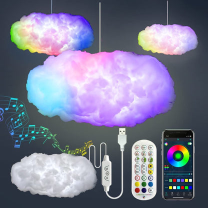 USB Cloud Light with APP Control, Music Synchronization, and 3D RGBIC Ambient Lighting for Bedroom Decor