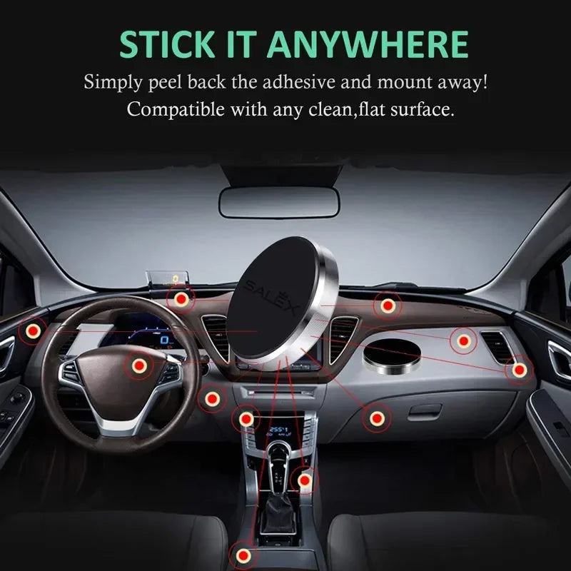 Universal Magnetic Car Phone Holder - Dashboard and Wall-Mounted Stand for iPhone, Xiaomi, Huawei, and Samsung