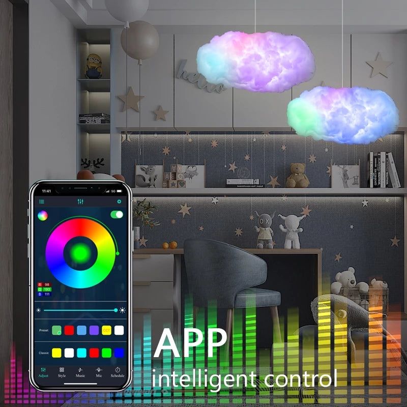 USB Cloud Light with APP Control, Music Synchronization, and 3D RGBIC Ambient Lighting for Bedroom Decor