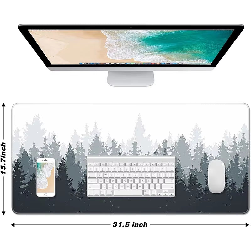 Forest Trees XXL Gaming Mouse Pad - Black Desk Mat for PC and Laptop Use