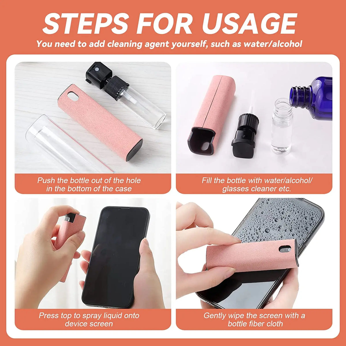 2-in-1 Screen Cleaning Spray with Microfiber Cloth for Mobile Devices and Tablets