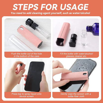 2-in-1 Screen Cleaning Spray with Microfiber Cloth for Mobile Devices and Tablets