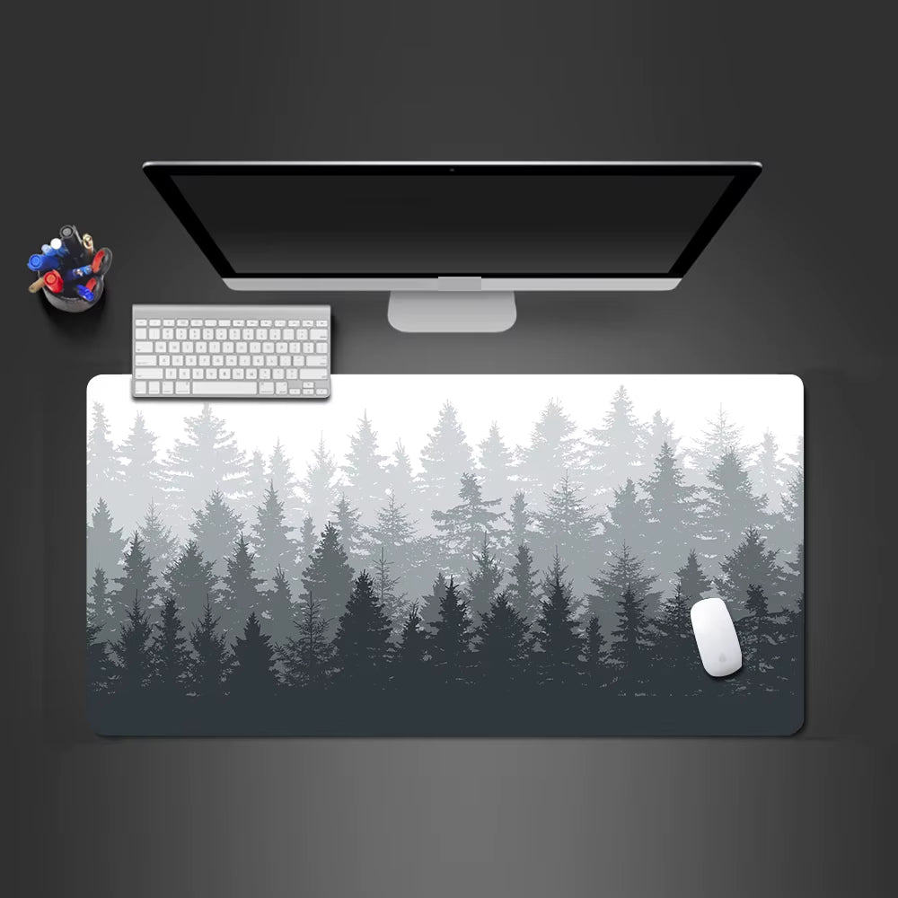 Forest Trees XXL Gaming Mouse Pad - Black Desk Mat for PC and Laptop Use