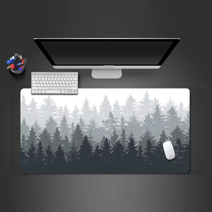 Forest Trees XXL Gaming Mouse Pad - Black Desk Mat for PC and Laptop Use