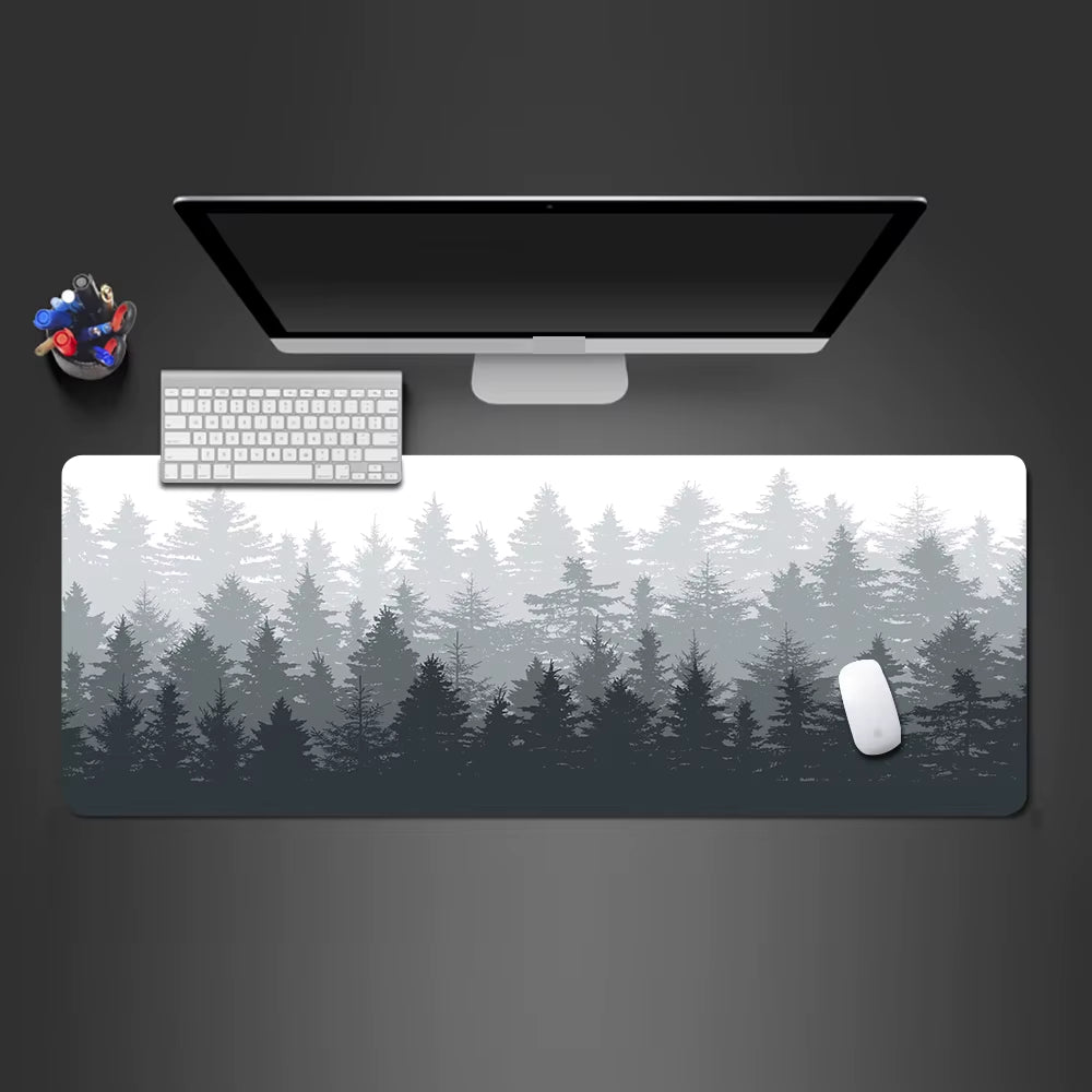 Forest Trees XXL Gaming Mouse Pad - Black Desk Mat for PC and Laptop Use