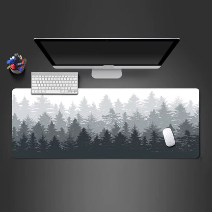 Forest Trees XXL Gaming Mouse Pad - Black Desk Mat for PC and Laptop Use