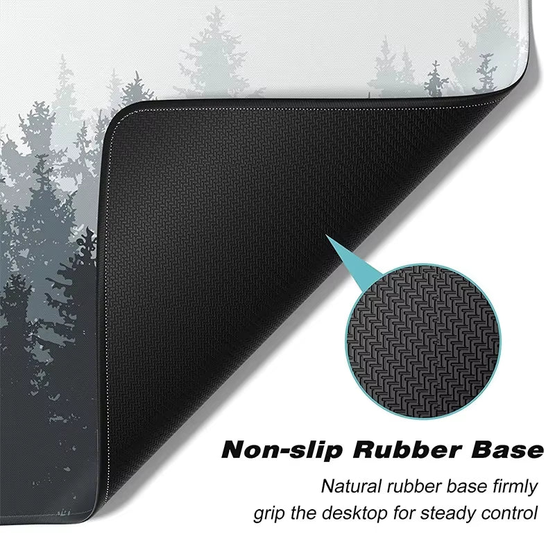 Forest Trees XXL Gaming Mouse Pad - Black Desk Mat for PC and Laptop Use